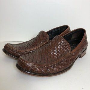 Cole Haan Woven Brown Leather Slip On Dress Shoes